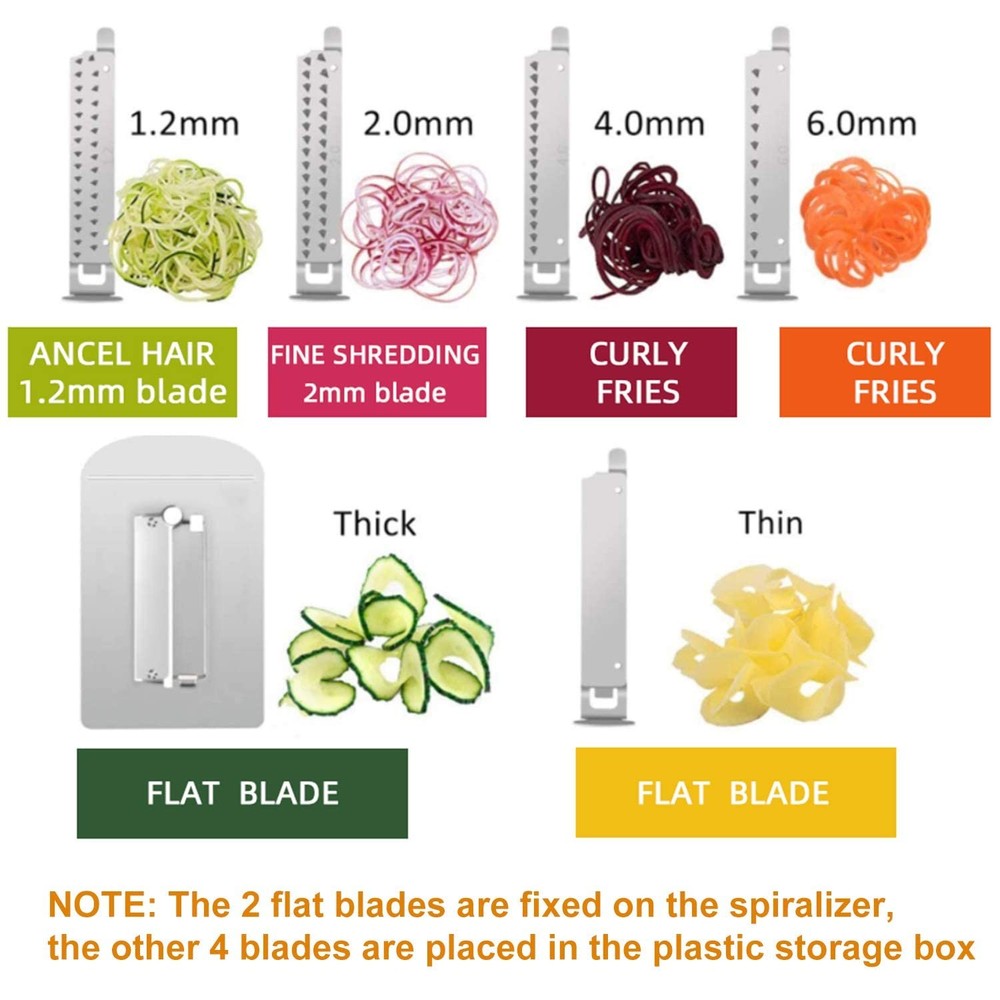 6-Blade Vegetable Spiralizer Spiral Slicer Veggie Pasta Spaghetti Maker for H...