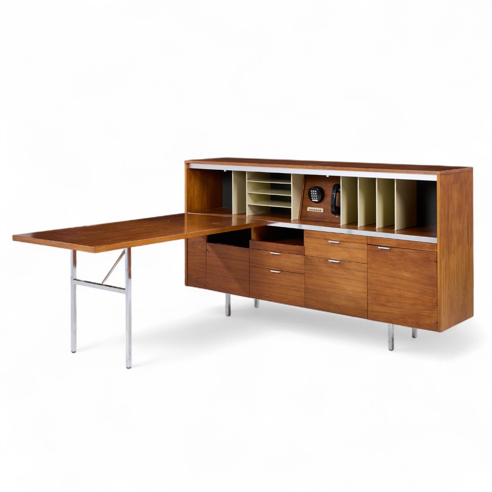 George Nelson for Herman Miller Mid Century Walnut Desk with Return