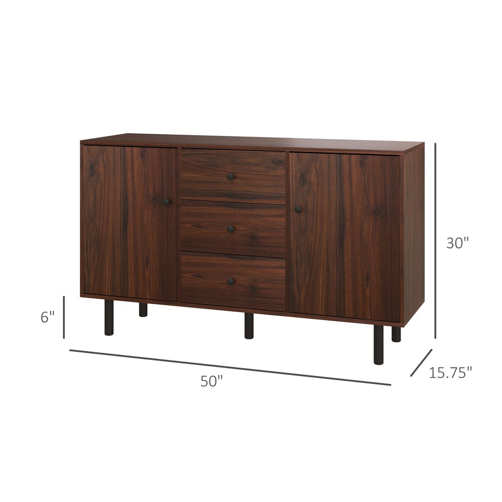 Sideboard Buffet Cabinet, Kitchen Cabinet with 2 Cupboards, 3 Drawers