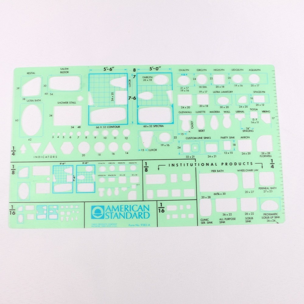 American Standard Drafting Stencil Template Form No.9383-A Vintage