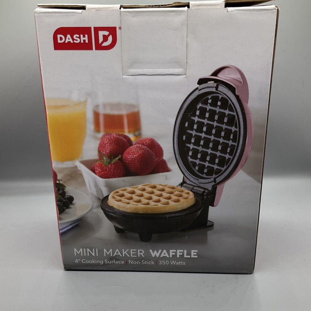 DASH Mini Maker Waffle Pink 4" Non-Stick Easy Clean Indicator Light
