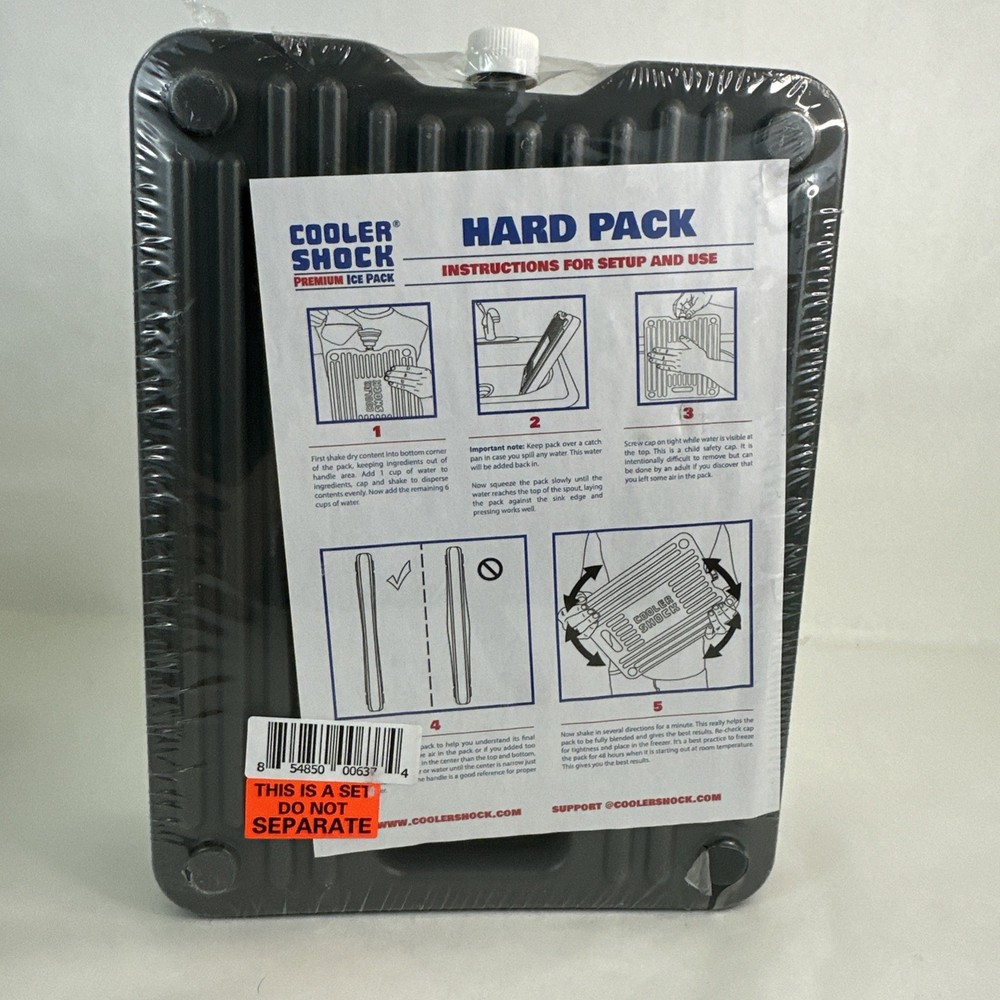 Cooler Shock Hard Ice Packs 3 Pack Reusable Cooler Inserts 48hr Cooling