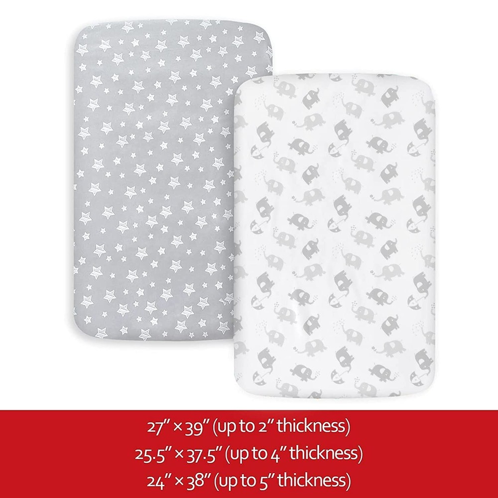 Pack n Play Playard Fitted Sheets Ultra Soft Mini Crib Sheets 2 Pack 39"x27"x5"