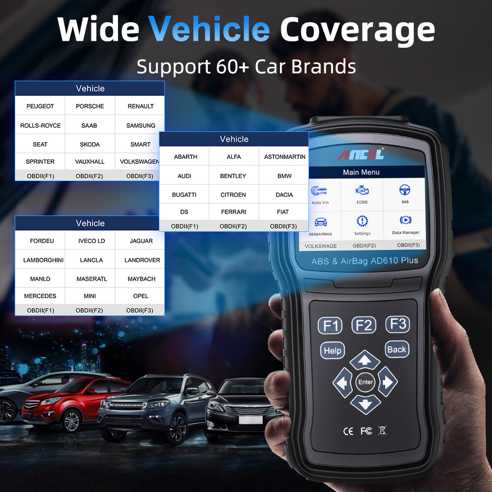 ANCEL AD610 Plus Car OBD2 Scanner Diagnostic Tool ABS SRS SAS Reset Check Engine