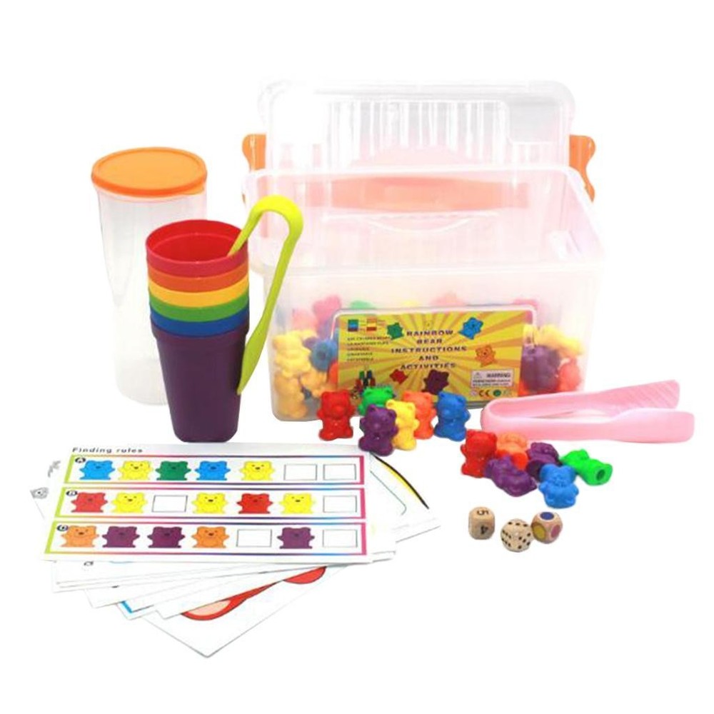 90Pcs Counting Sorting Playset Sort Game Rainbow Cups Gifts