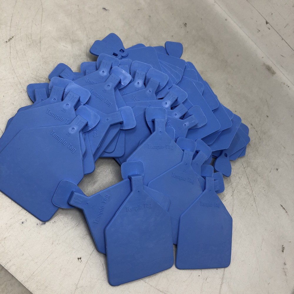 Temple Tag Feedlot Blank Cattle Ear Tags 50 Count Blue