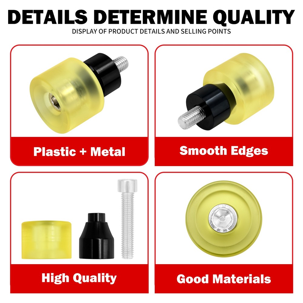 2x Engine Protective Guard Crashs Bars Yellow M12 End Balls Protector For Harley