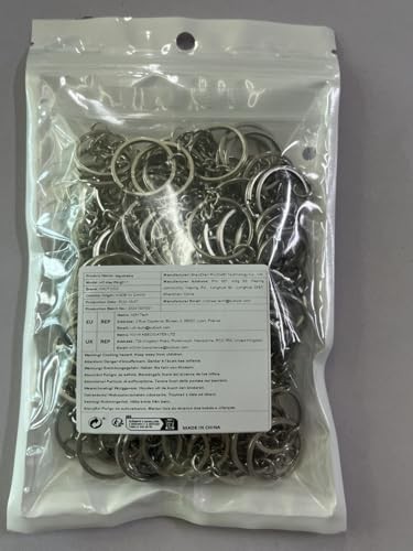 HAUTOCO 100Pcs Keychain Rings with Chain, Open Jump Style-01, Silver