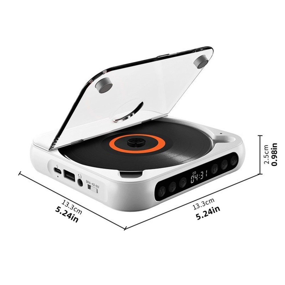 1PC Versatile CD Player 5V2A BT 5.3 CD/CD-R/CD-RW/MP3/WAV Essential For Learning