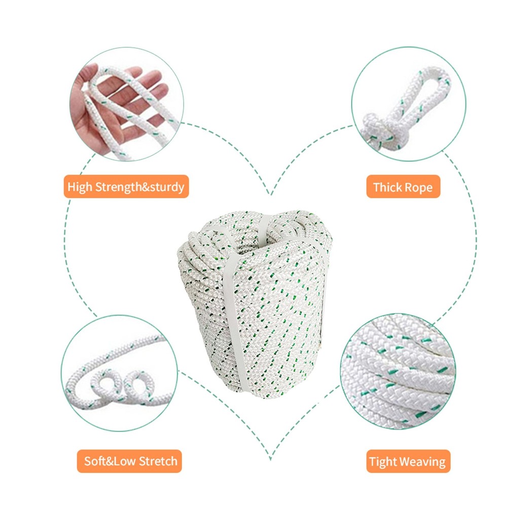 3/8" x 100' Heavy Duty Double Braid Polyester Rope 4800 LBS Breaking Strength