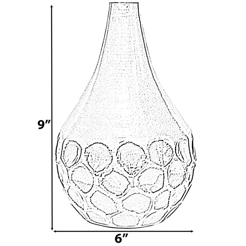 Decorative Modern Teardrop Shape Table Flower Vase with Black Honeycomb Desig...