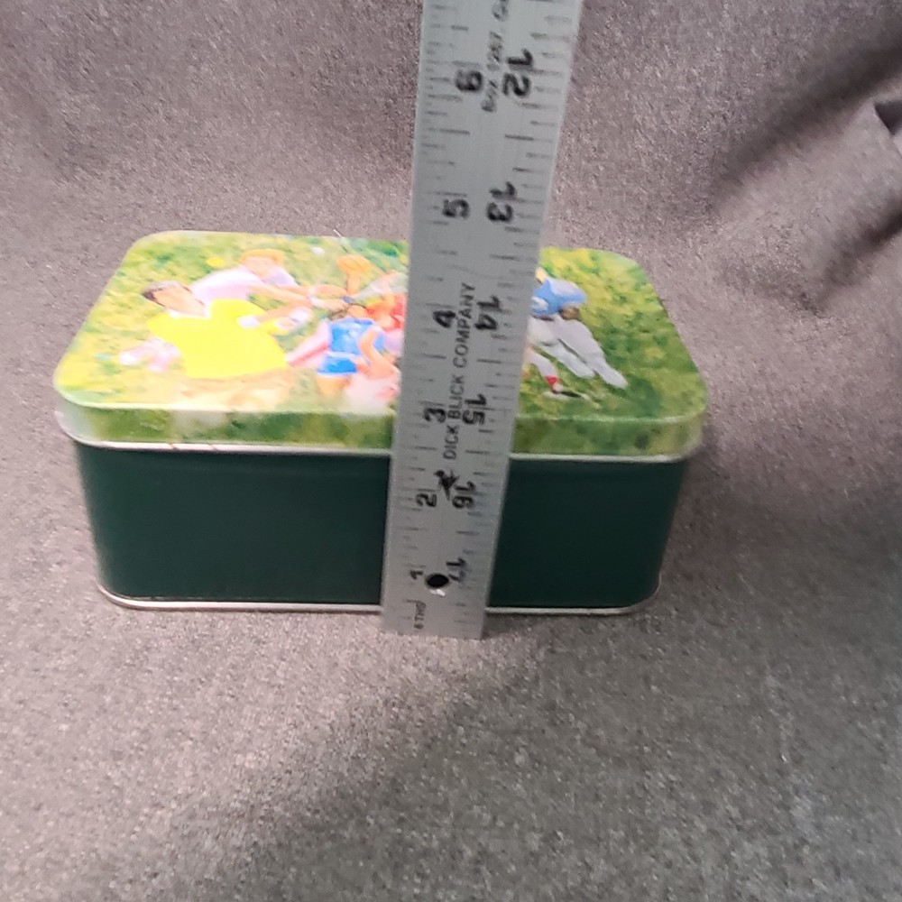 Men Playing Sports Themed Metal Tin Container EMPTY