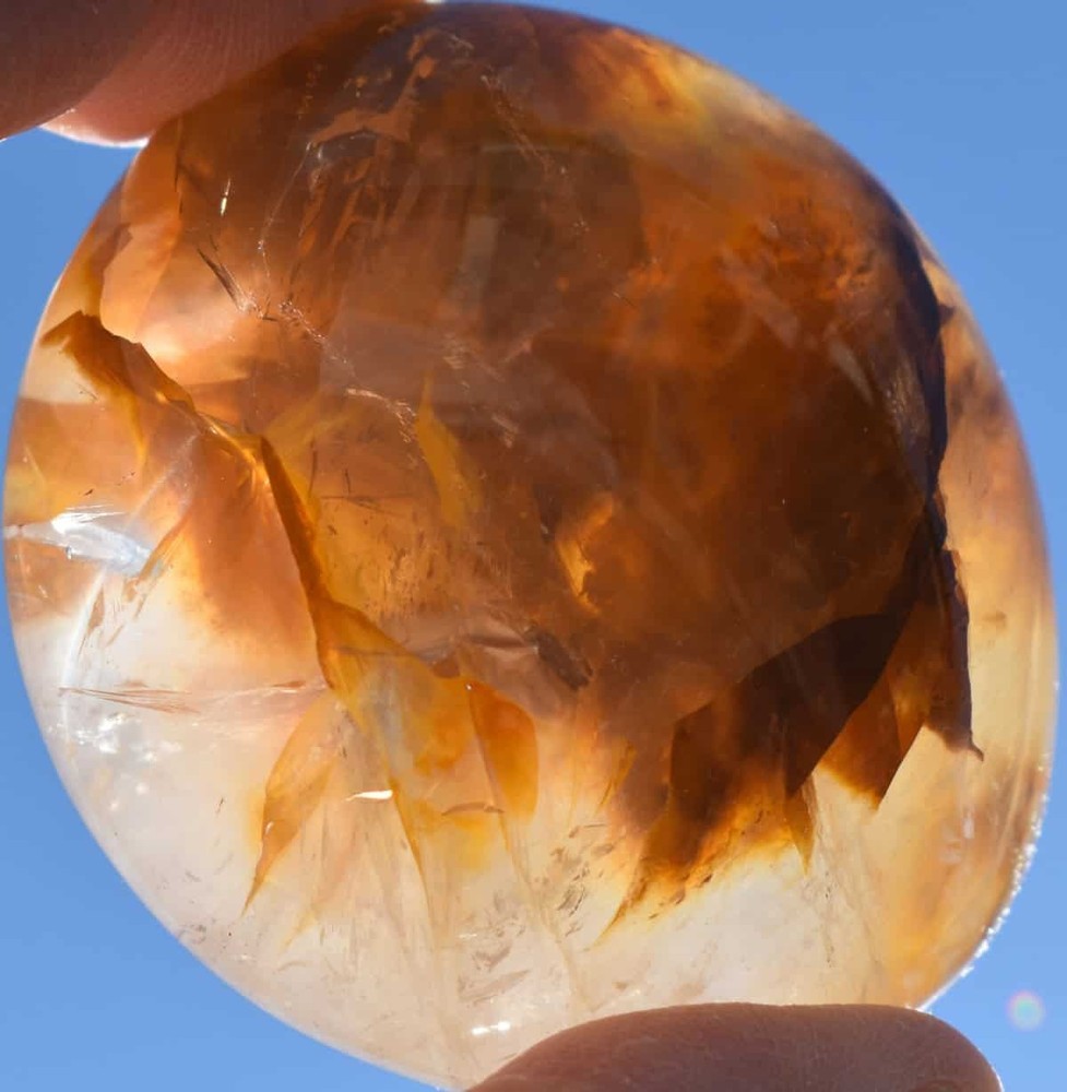 Yellow Hematoid Quartz Palm Stone #9