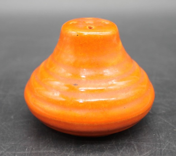 Bauer Pottery Orange Ringware Salt Pepper Shaker Vintage Low
