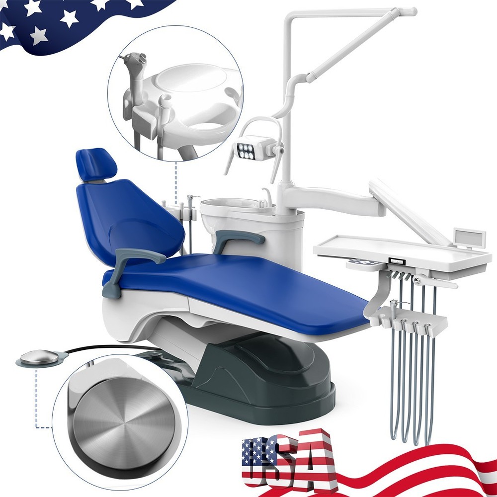 FDA Dental Unit Chair Computer Controlled DC Motor PU Leather +Dentist Stool