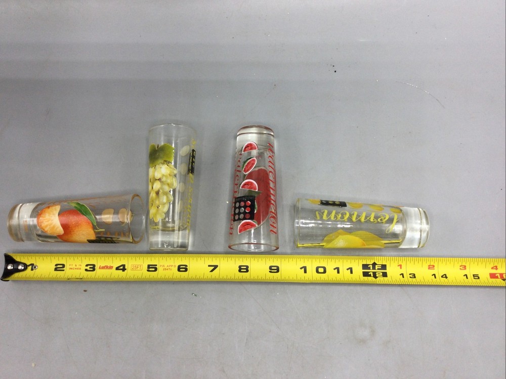 Circle Ware Design Double Shot Glasses Fruit Pattern Set of 4 c5