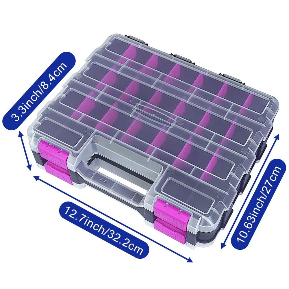 Tools Organizer Box Small Parts Storage 50-Compartment Double Side Purple