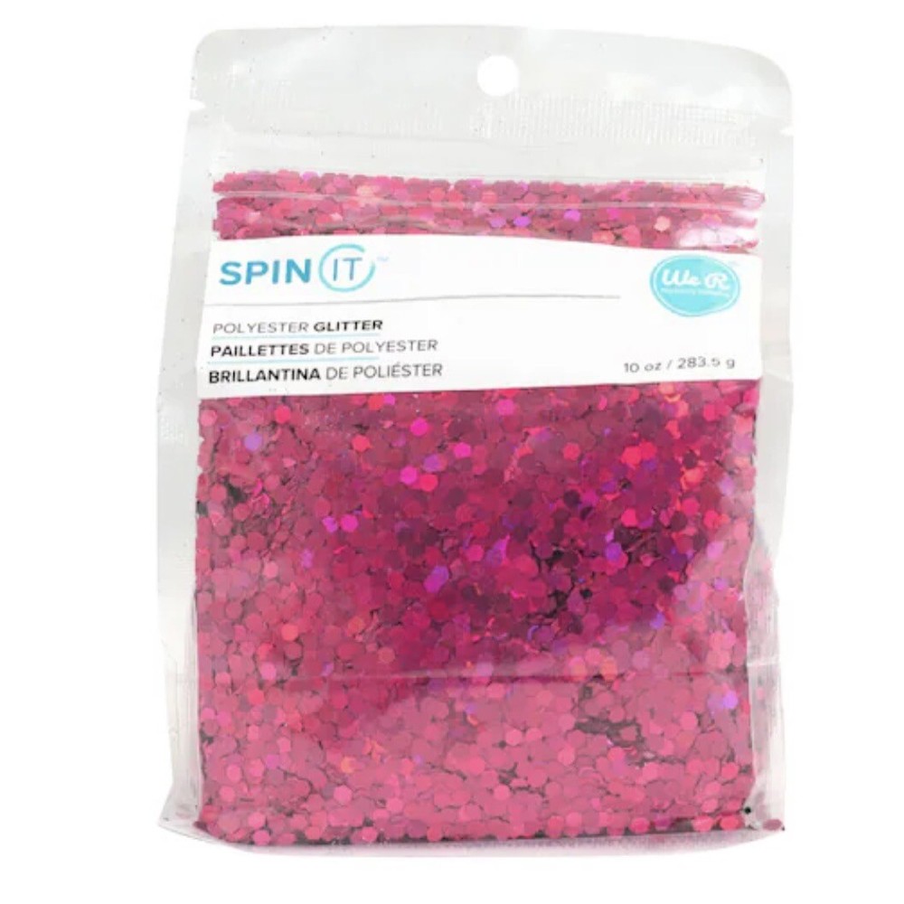 NEW Spin It Chunky Polyester Glitter Holographic Dark Pink 10oz