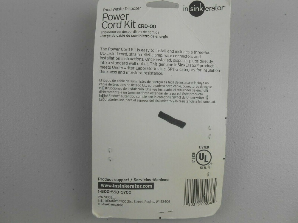 InSinkErator CORD Power Cord Accessory Kit for InSinkErator Garbage Disposals