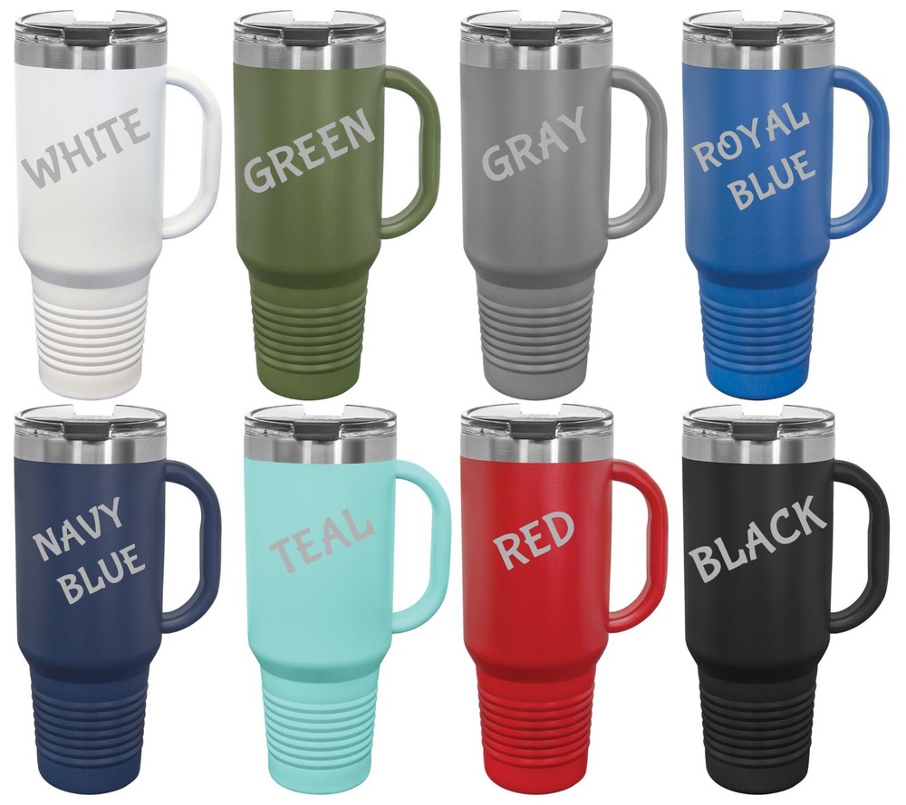 40oz Customized Handle Tumblers with Lid and Straw, Personalization Text or Logo