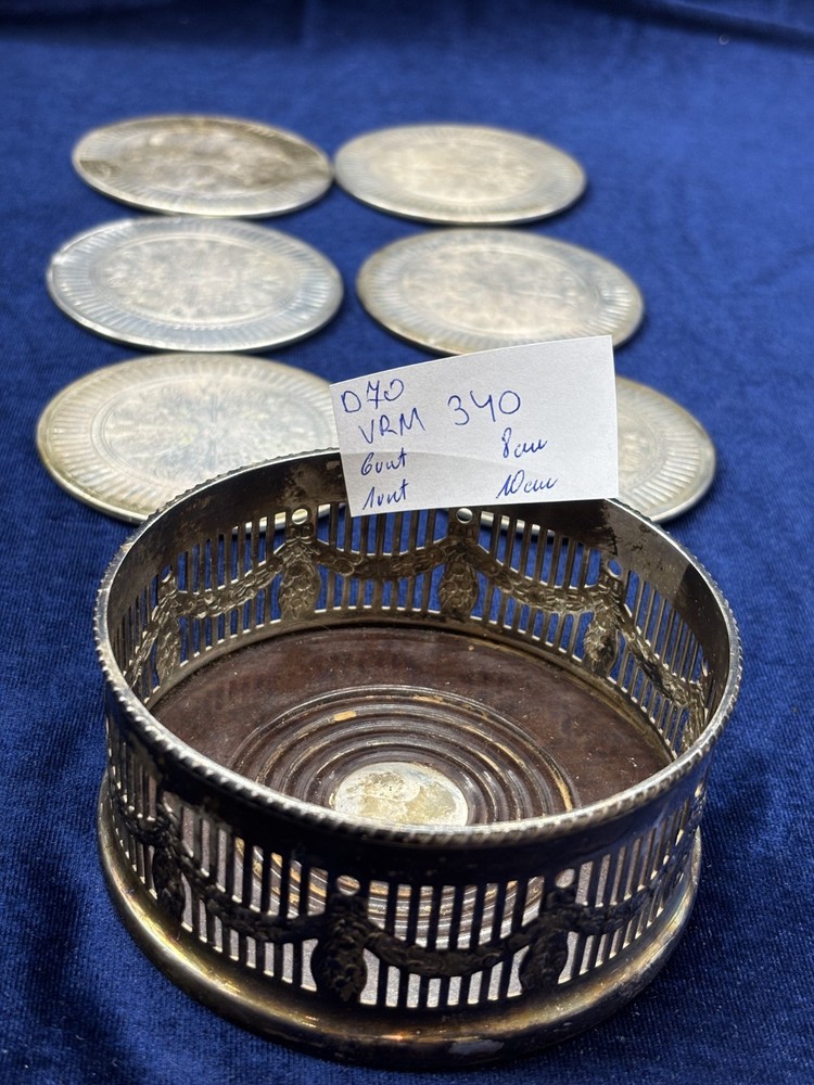 Alpha Plate Silver Plated Bottle Coasters