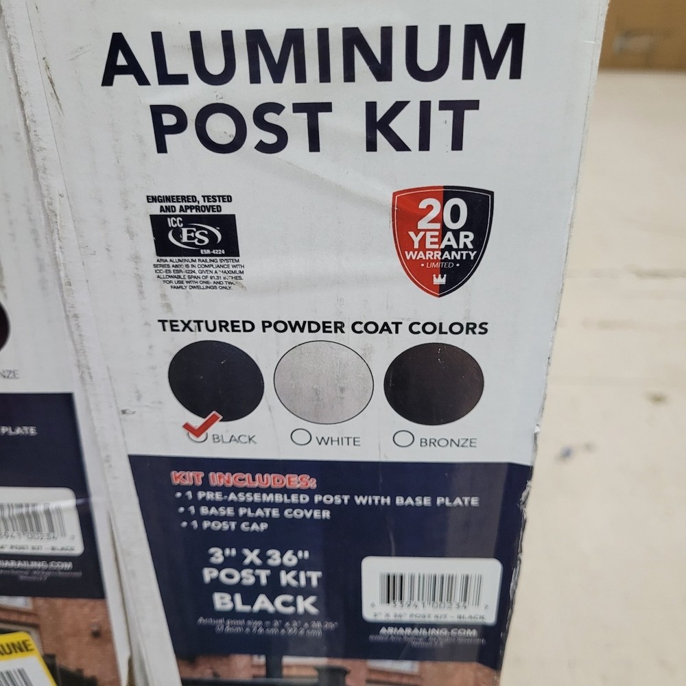 3" x 36" Aluminum Post Kit - Black
