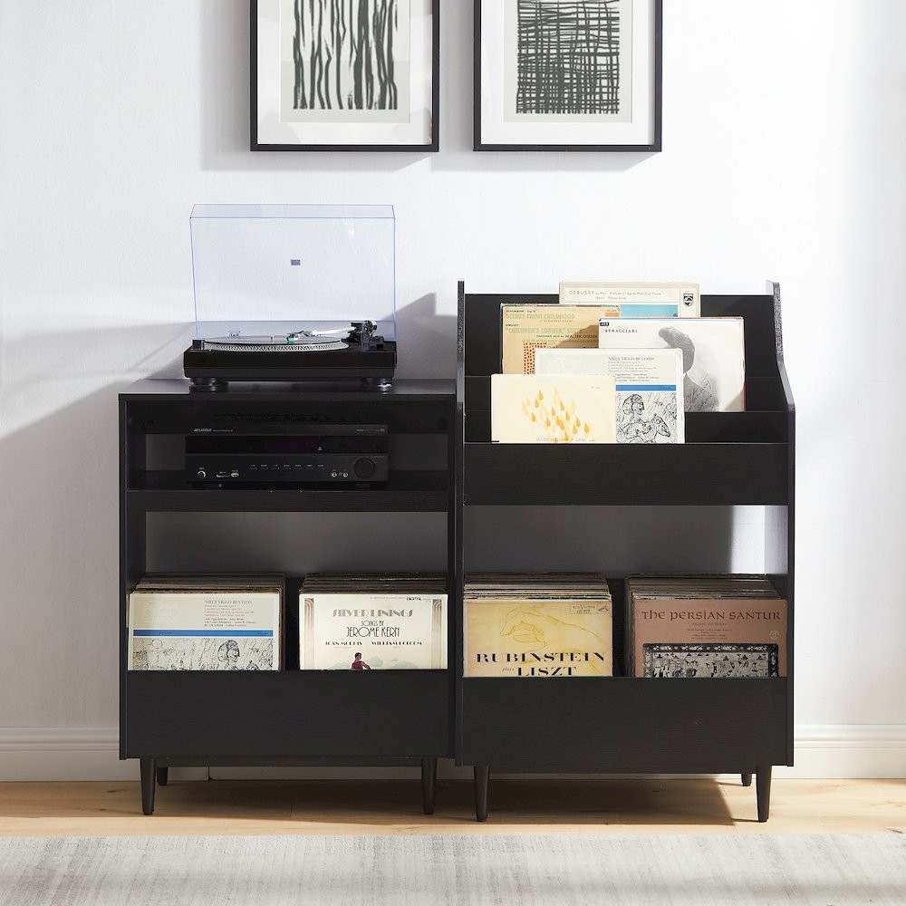 2-Piece Record Player Stand And Vinyl Storage Set