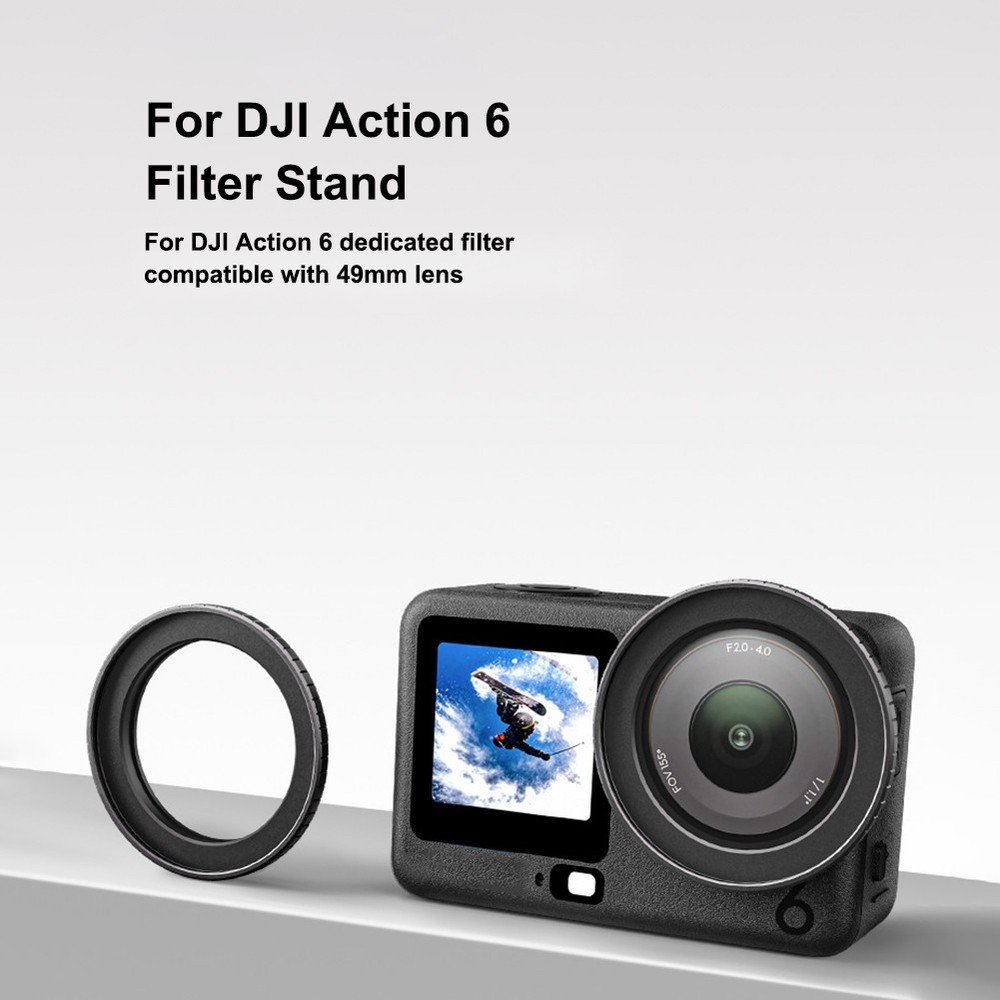 For DJI Action 6 Filter Holder Aluminum Alloy for 49mm Filter Compatibility