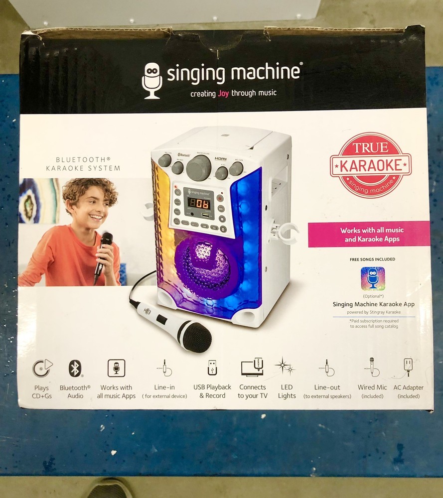 Karaoke Singing Machine Bluetooth Karaoke System, LED Lights & Microphone.