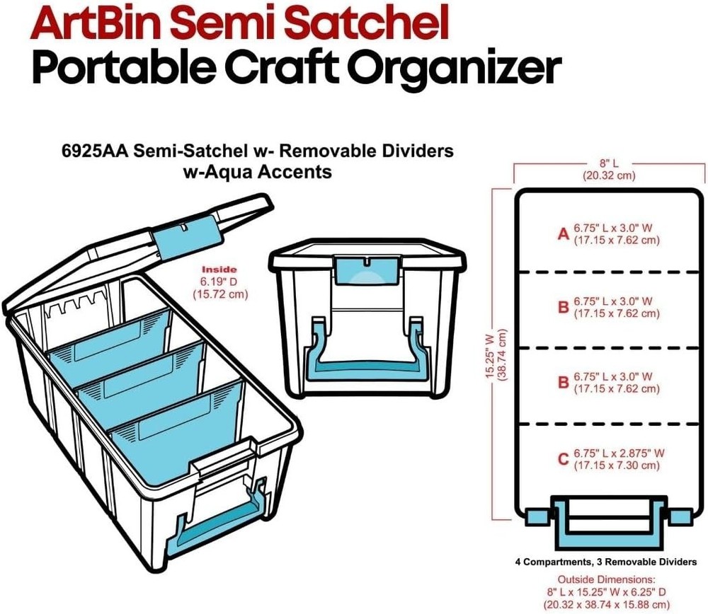 Stackable Waterproof Craft Organizer with Handle and Customizable Compartments