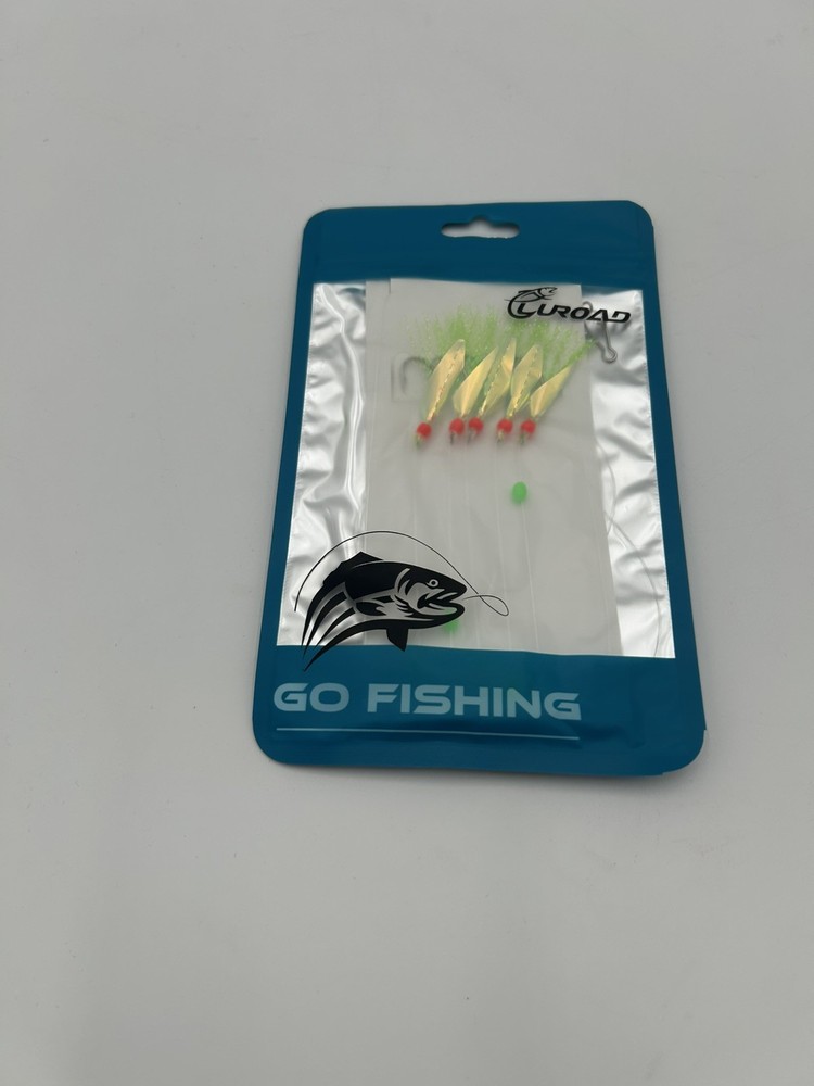 10pcs Mackerel Feathers Rigs, Luroad Pre Hook Size 12, Fluro Flasher -
