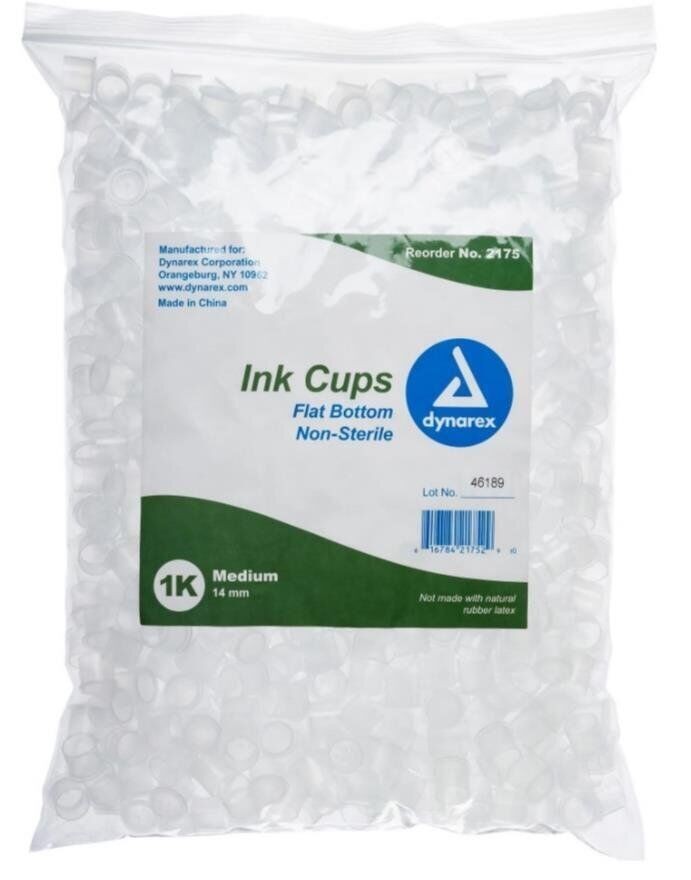 Dynarex 2175 Ink Cups Flat Bottom 14mm Medium New