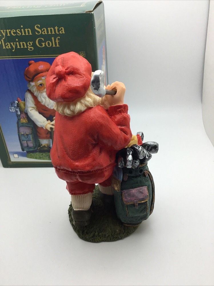 Polyresin Santa Playing Golf Figurine 5.5" Tall