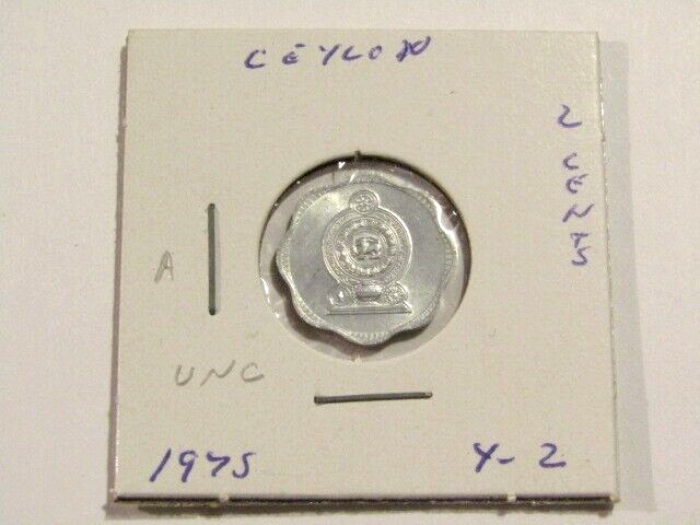 Ceylon 1975 2 Cents unc Coin