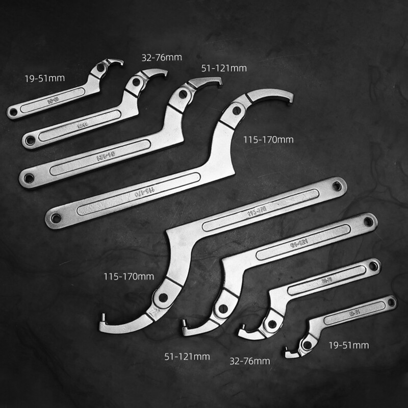 Adjustable Hook Wrench 32-76mm C Flat Spanner Tool Slotted Retaining Universal