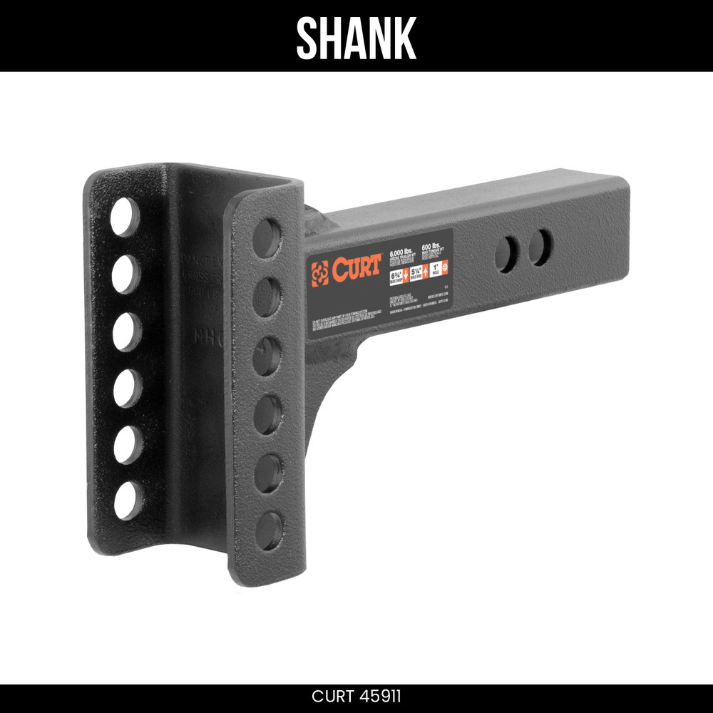 CURT Adjustable Trailer Hitch Ball Mount Shank for 45901 Fits 2" Receiver 45911