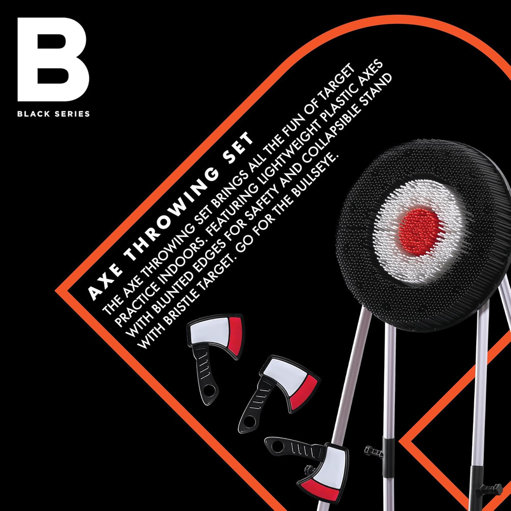 Axe Throwing Target Set, Includes 3 Axes & Bristle Target, Lightweight Plastic A