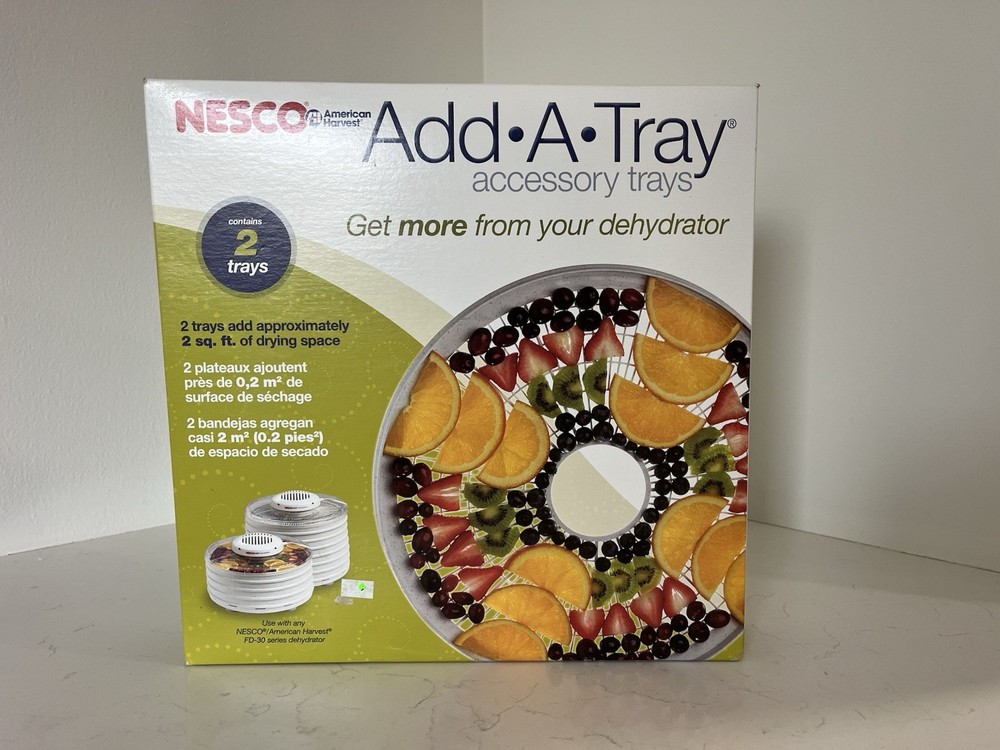 NESCO Add-A-Tray Accessory Trays, 2 Pack, White Plastic, For FD-30 Dehydrator