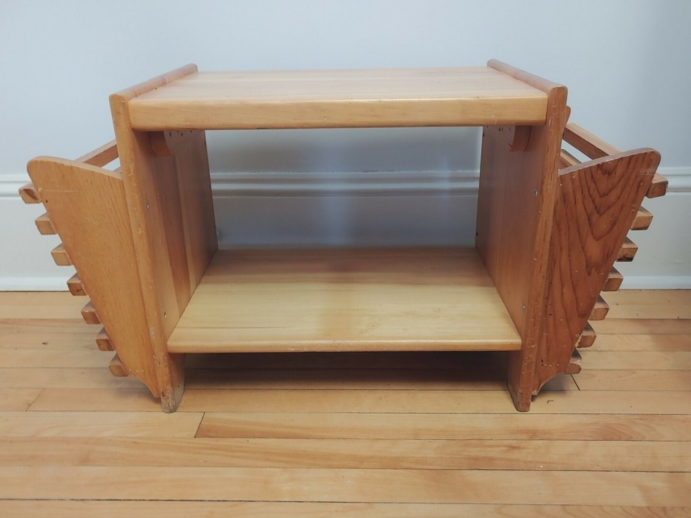 Solid Wood Handmade Magazine Rack Side Table Unique Rare