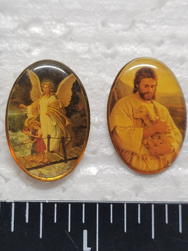 2 RELIGION HAT LAPEL PIN PIN BACK USED (G1073)