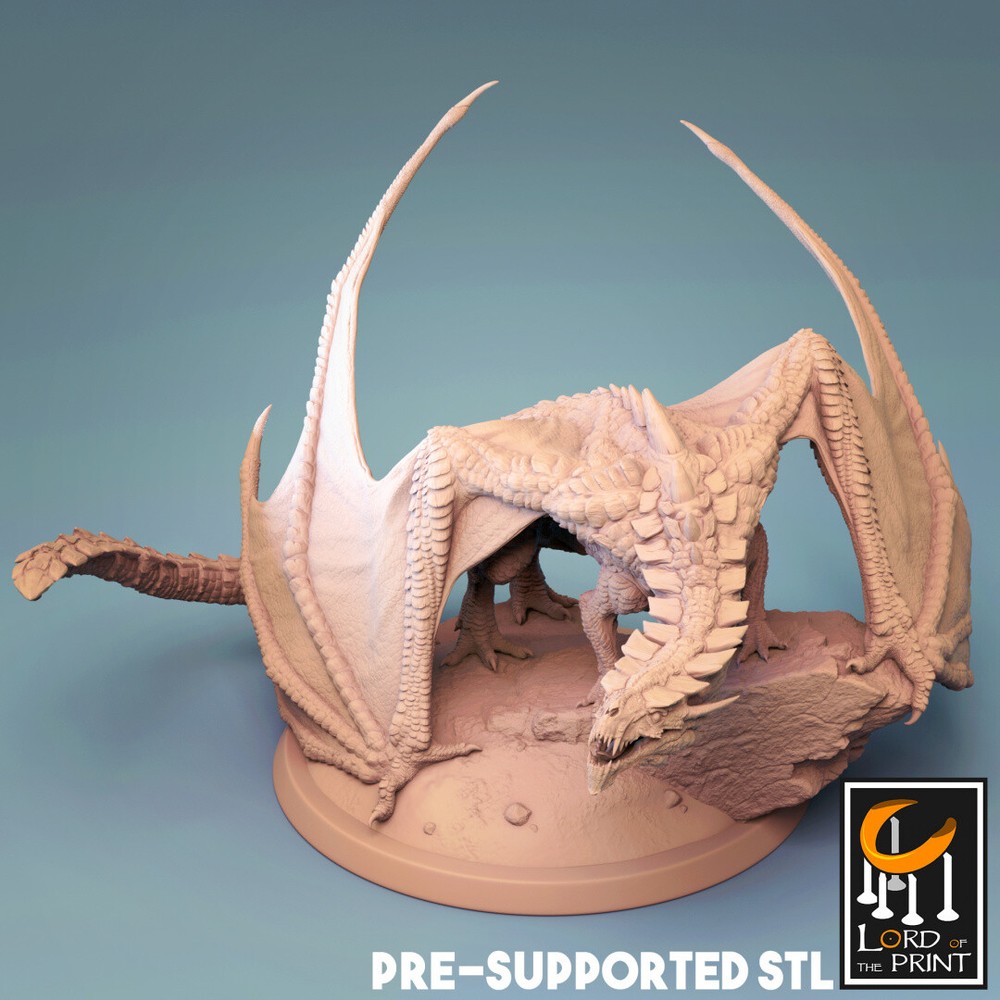 Young Magma Dragon Miniature D&D DnD Pathfinder RPG
