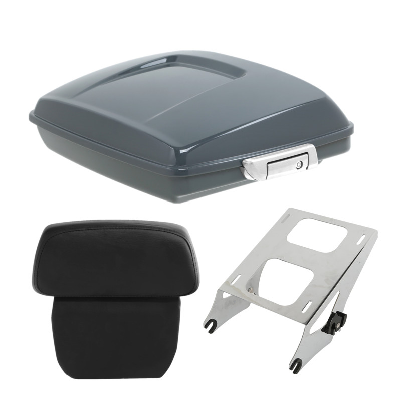 Razor Trunk Backrest Pad Mount Rack For Harley Touring 14-24 Gunship Gray