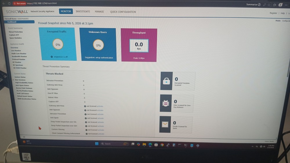 Dell SonicWall NSA 3600 Firewall Security Appliance WORKING