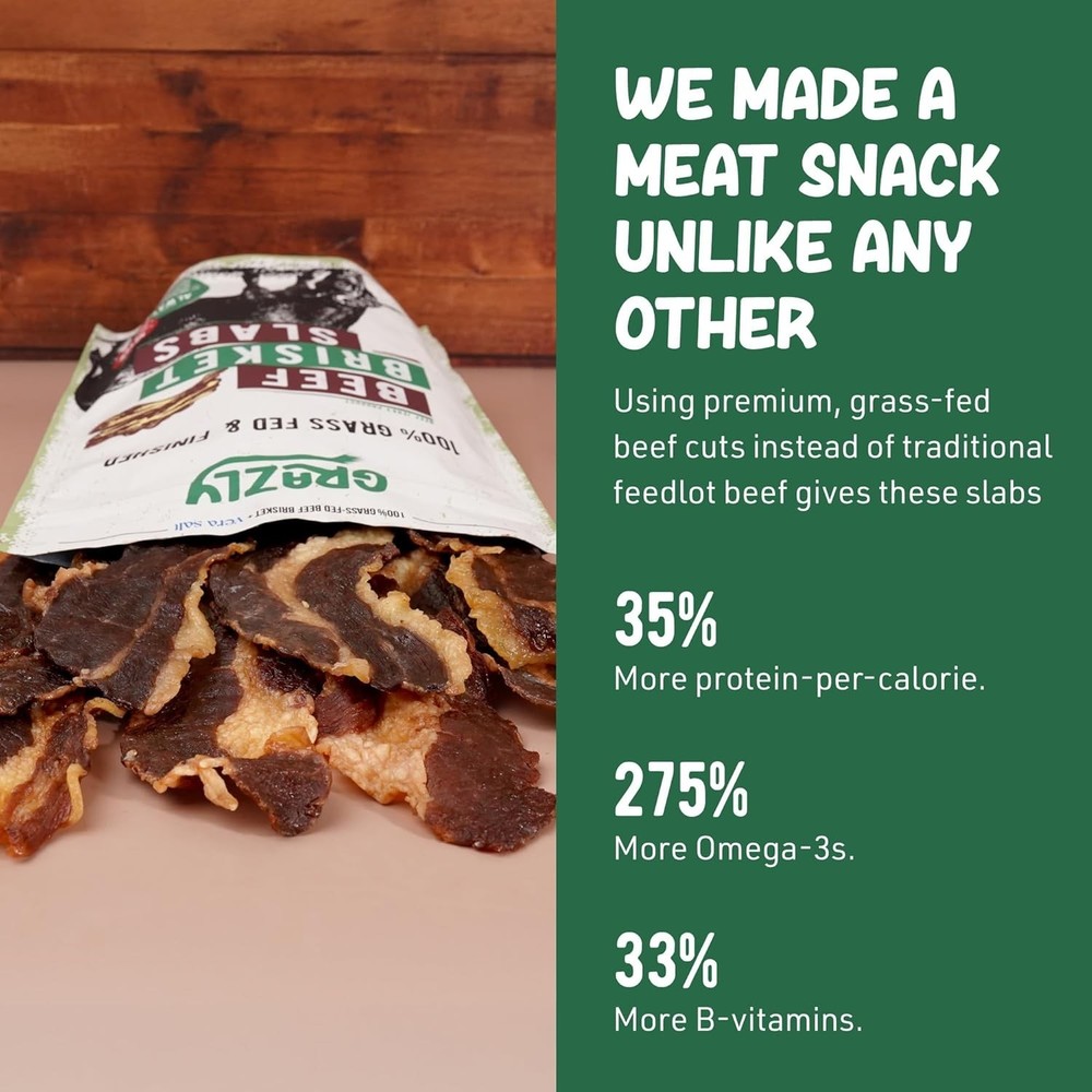 Grass-Fed Beef Brisket Slabs - High-Protein Snack