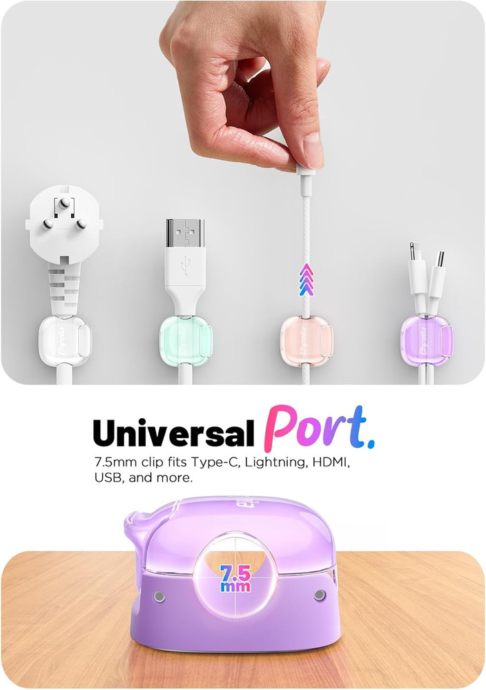 Cord Organizer 8Pack Cable Clips Cord Holder Clasp [Strongest Adhesive] Cable Or