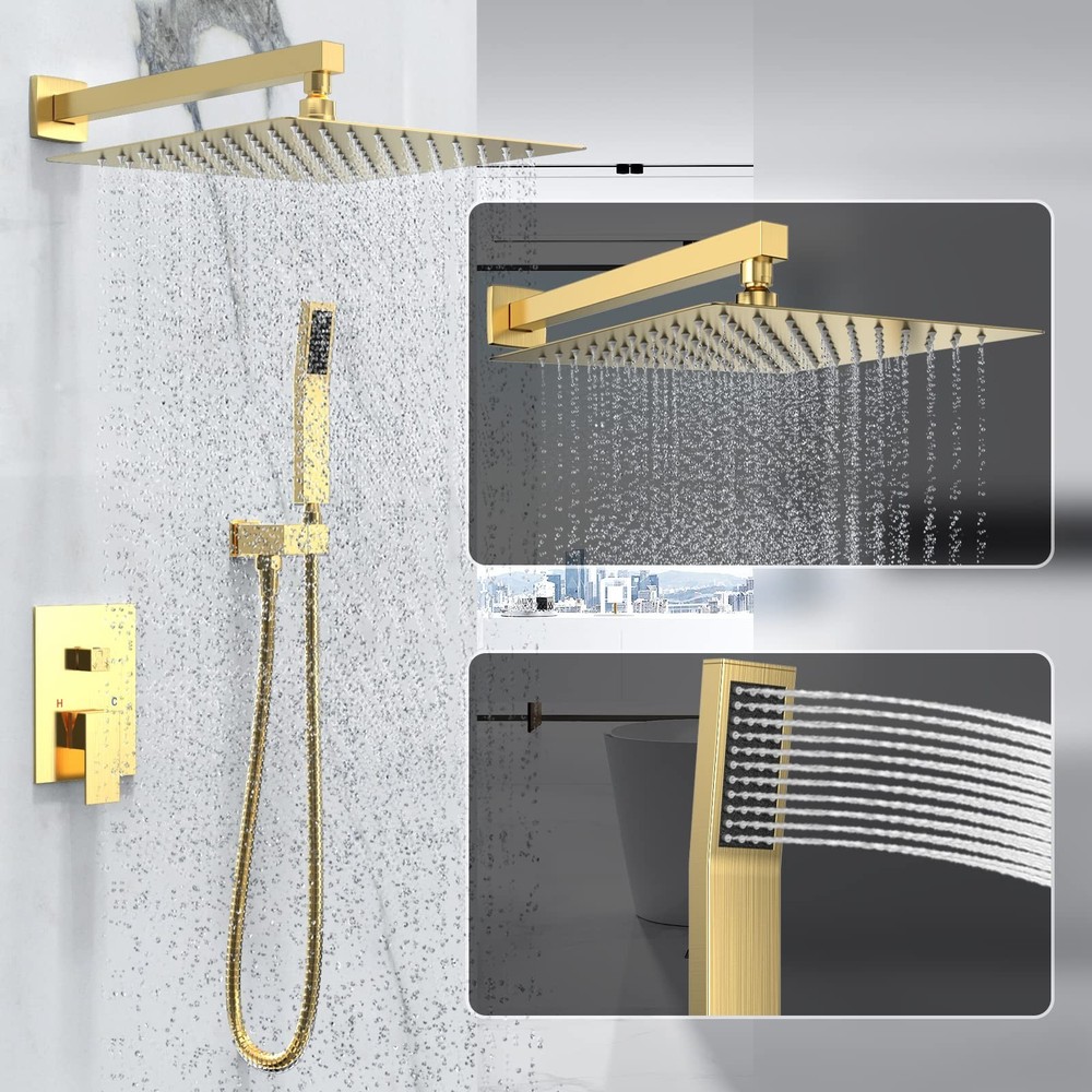 Rain Shower System 10 Inches Shower Head with Handheld Combo Set for Bathroom...