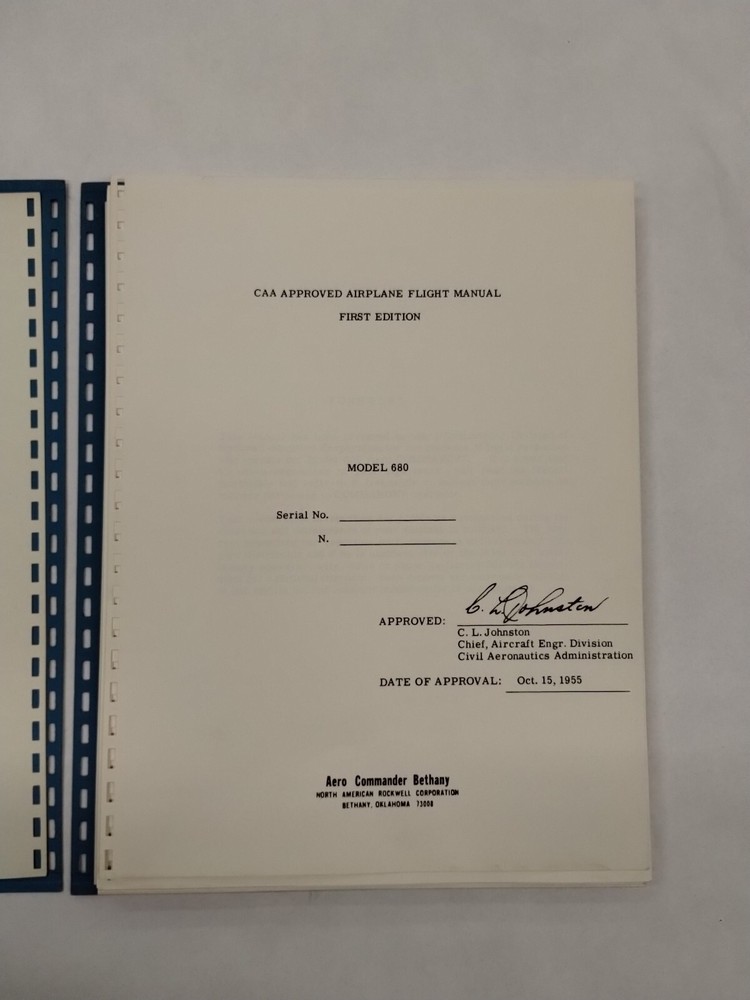 Aero Commander Model 680 Flight Manual-Original