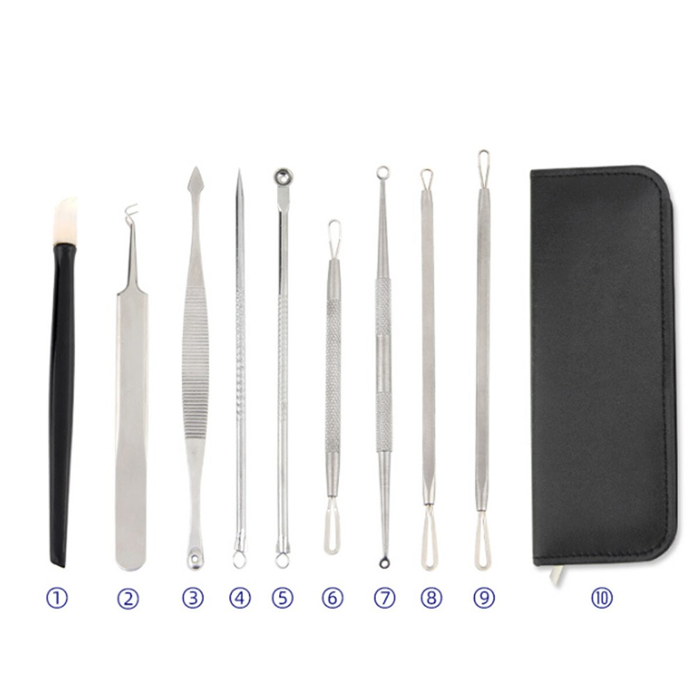 Face Cleansing Acne Beauty Tool Kit Blackhead Extractor 9 Pack