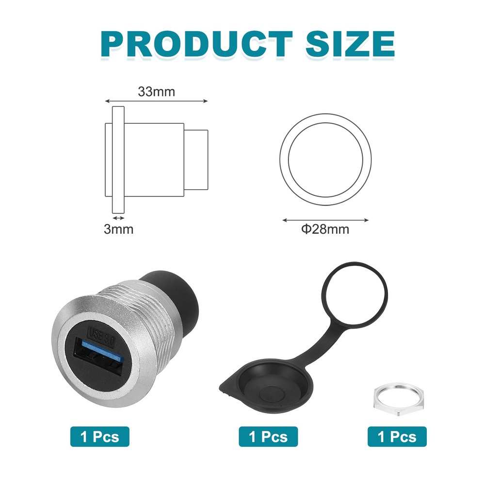 1Pcs USB 3.0 Panel Mount Coupler, USB Pass Through 5.0Gbps Silver
