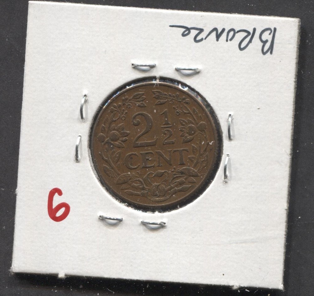1944-Netherlands-XF+/2 1/2 Cents